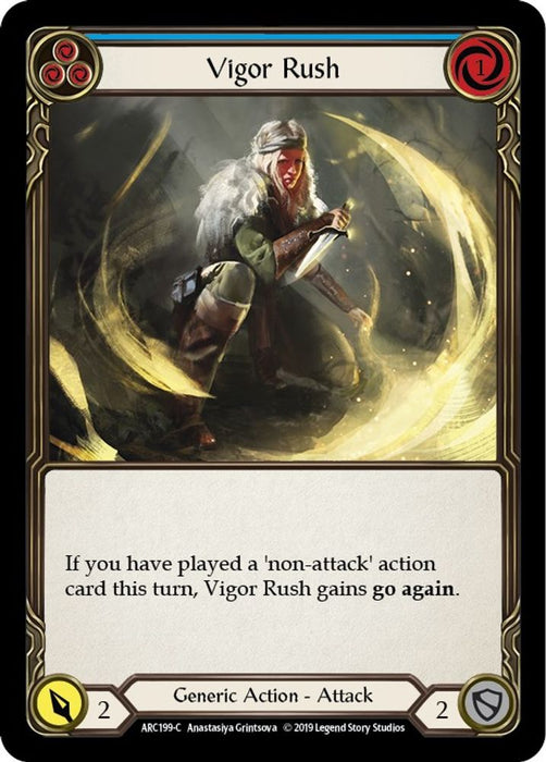 Vigor Rush (Blue) (#ARC199) (Arcane Rising) Near Mint Unlimited Edition Rainbow Foil