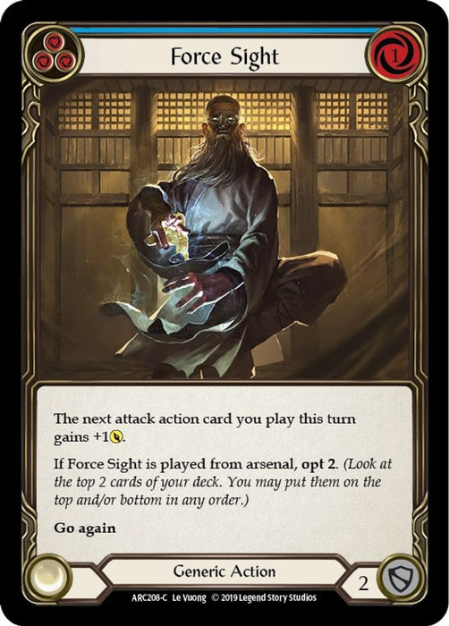 Force Sight (Blue) (#ARC208) (Arcane Rising) Near Mint Unlimited Edition Rainbow Foil