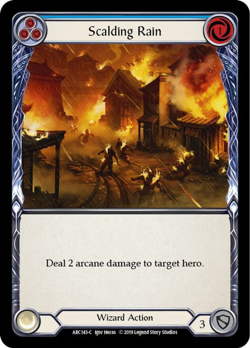 Scalding Rain (Blue) (#ARC143) (Arcane Rising) Near Mint Unlimited Edition Rainbow Foil