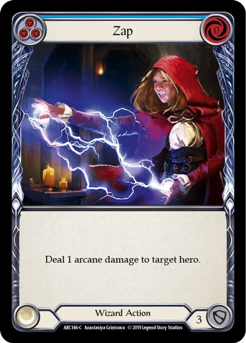 Zap (Blue) (#ARC146) (Arcane Rising) Near Mint Unlimited Edition Rainbow Foil