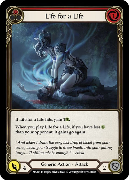 Life for a Life (Red) (#ARC164) (Arcane Rising) Near Mint Unlimited Edition Rainbow Foil