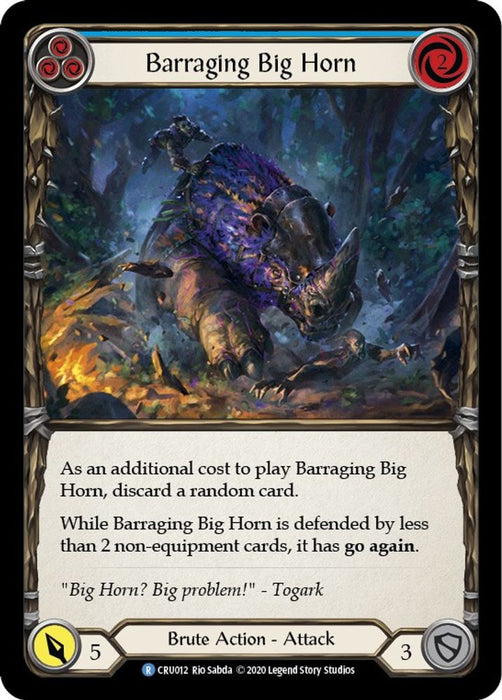 Barraging Big Horn (Blue) (#CRU012) (Crucible of War) Near Mint Unlimited Edition Rainbow Foil