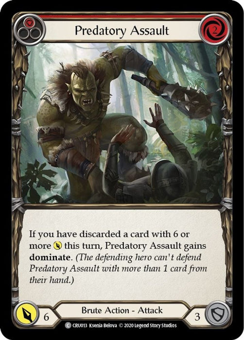 Predatory Assault Red (#CRU013) (Crucible of War) Near Mint Unlimited Edition Rainbow Foil
