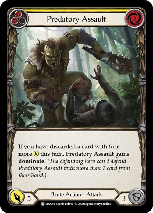 Predatory Assault Yellow (#CRU014) (Crucible of War) Near Mint Unlimited Edition Rainbow Foil
