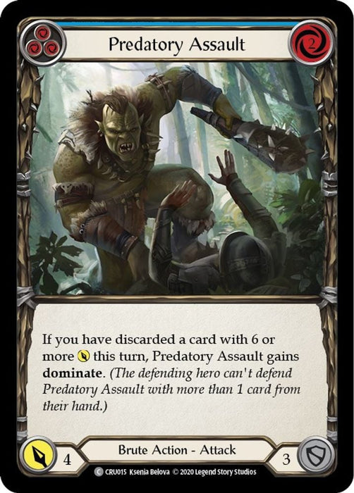Predatory Assault Blue (#CRU015) (Crucible of War) Near Mint Unlimited Edition Rainbow Foil
