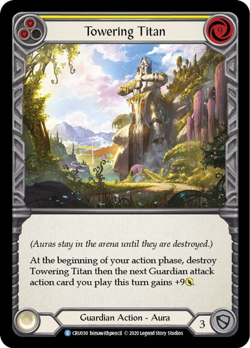 Towering Titan Yellow (#CRU030) (Crucible of War) Near Mint Unlimited Edition Rainbow Foil