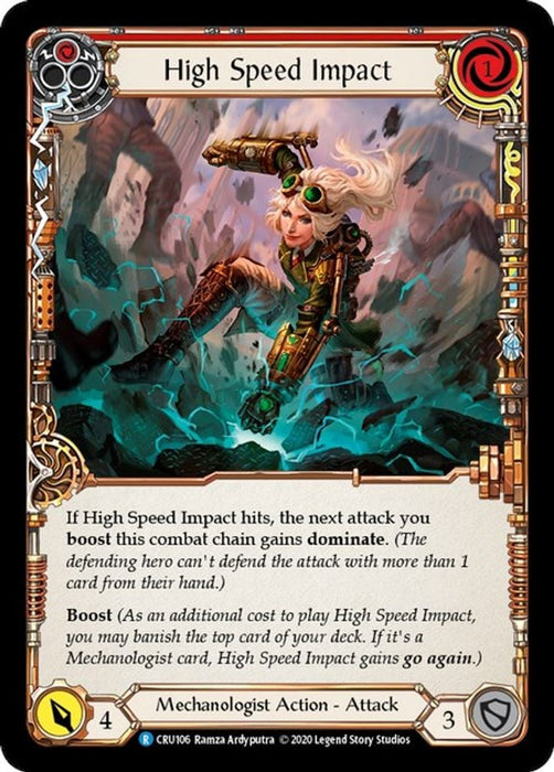 High Speed Impact Red (#CRU106) (Crucible of War) Near Mint Unlimited Edition Rainbow Foil
