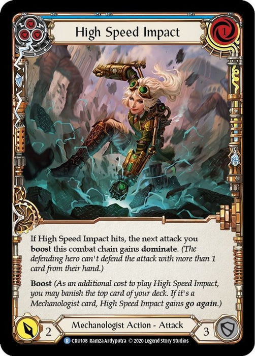 High Speed Impact Blue (#CRU108) (Crucible of War) Near Mint Unlimited Edition Rainbow Foil