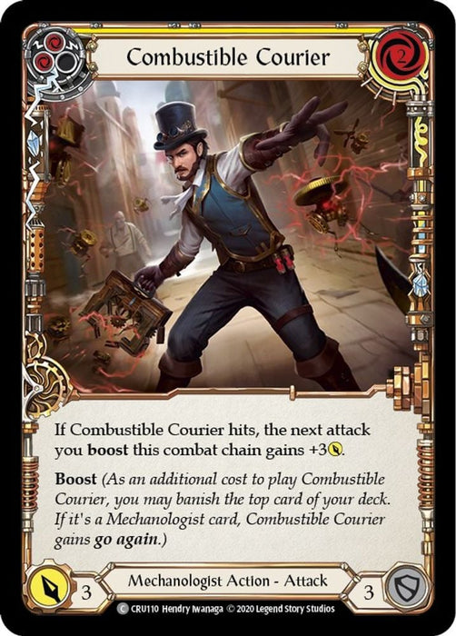 Combustible Courier Yellow (#CRU110) (Crucible of War) Near Mint Unlimited Edition Rainbow Foil
