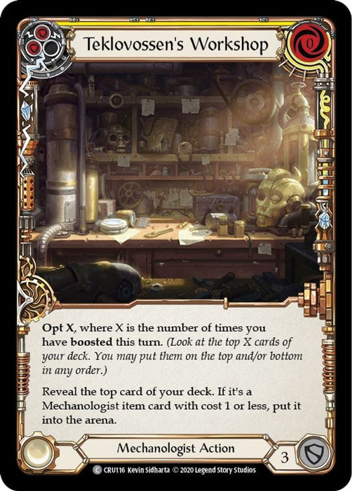 Teklovossens Workshop Yellow (#CRU116) (Crucible of War) Near Mint Unlimited Edition Rainbow Foil