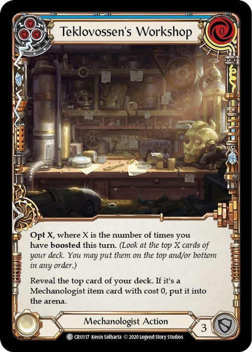 Teklovossens Workshop Blue (#CRU117) (Crucible of War) Near Mint Unlimited Edition Rainbow Foil