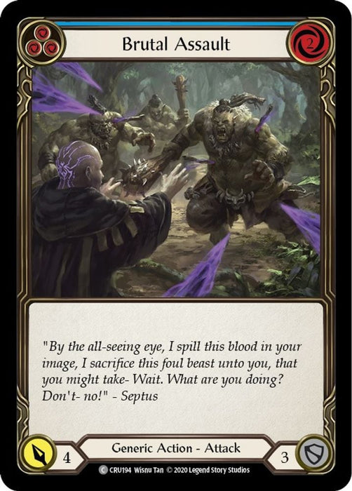 Brutal Assault Blue (#CRU194) (Crucible of War) Near Mint Unlimited Edition Rainbow Foil