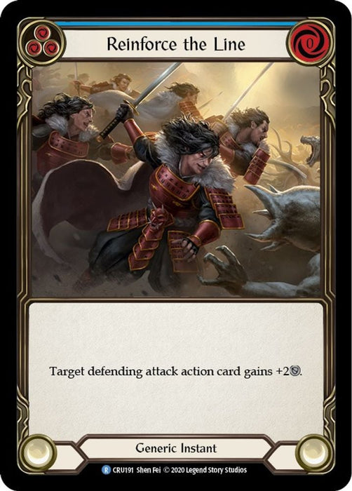 Reinforce the Line Blue (#CRU191) (Crucible of War) Near Mint Unlimited Edition Rainbow Foil