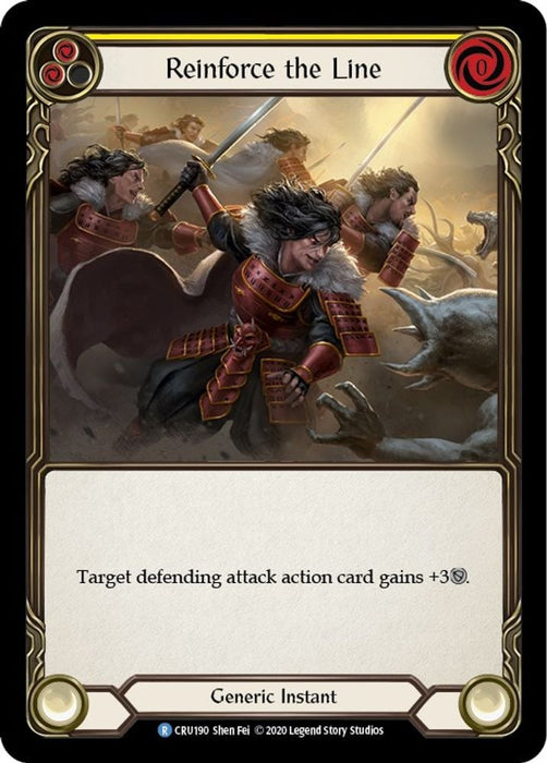 Reinforce the Line Yellow (#CRU190) (Crucible of War) Near Mint Unlimited Edition Rainbow Foil