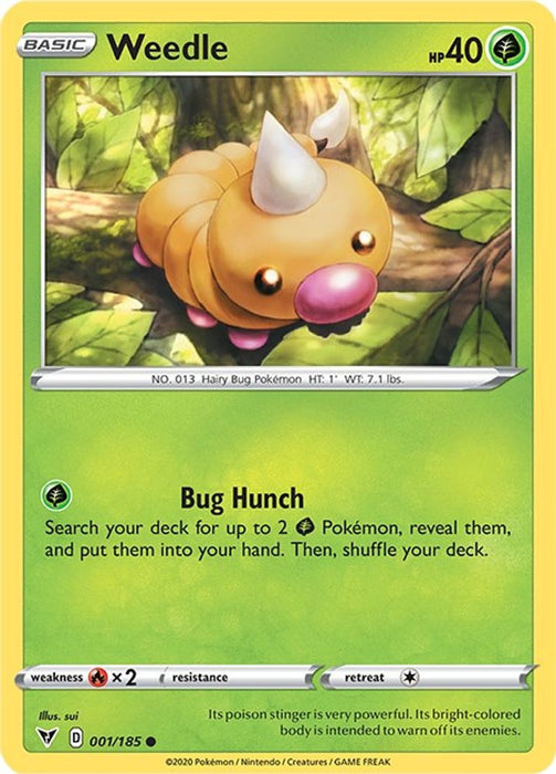 Weedle (#001/185) (SWSH04: Vivid Voltage) Near Mint Reverse Holofoil