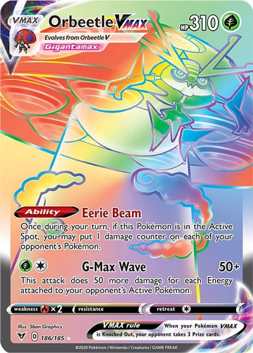 Orbeetle VMAX Secret (#186/185) (SWSH04: Vivid Voltage) Near Mint Holofoil