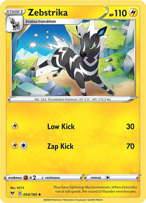 Zebstrika (#054/185) (SWSH04: Vivid Voltage) Near Mint Reverse Holofoil