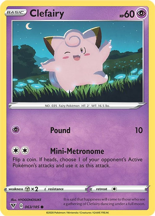 Clefairy (#063/185) (SWSH04: Vivid Voltage) Near Mint Reverse Holofoil