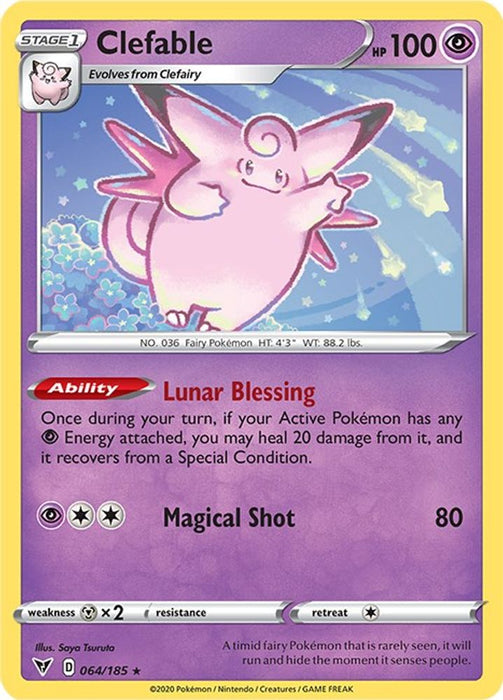 Clefable (#064/185) (SWSH04: Vivid Voltage) Near Mint Reverse Holofoil