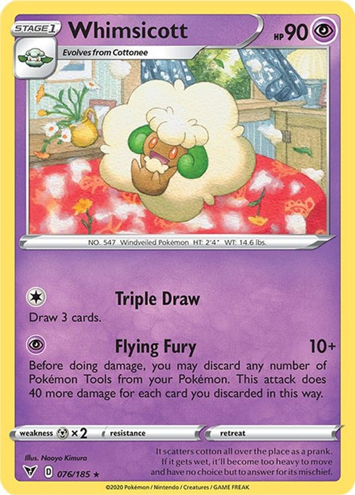Whimsicott (#076/185) (SWSH04: Vivid Voltage) Near Mint Reverse Holofoil