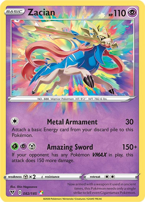 Zacian (#082/185) (SWSH04: Vivid Voltage) Near Mint Holofoil