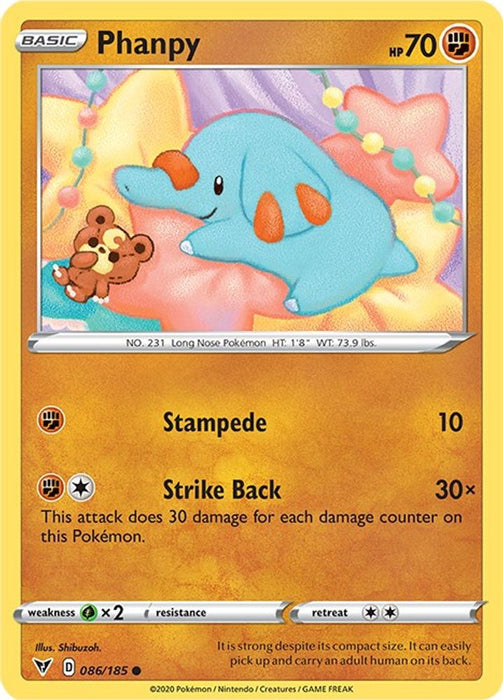 Phanpy (#086/185) (SWSH04: Vivid Voltage) Near Mint Reverse Holofoil