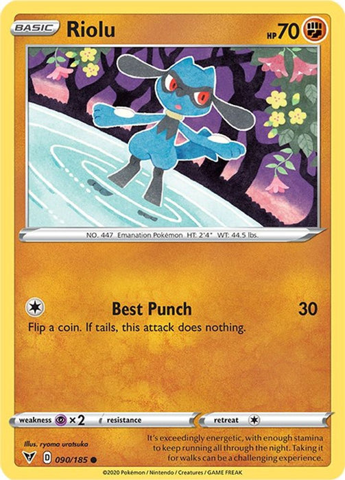 Riolu (#090/185) (SWSH04: Vivid Voltage) Near Mint Reverse Holofoil