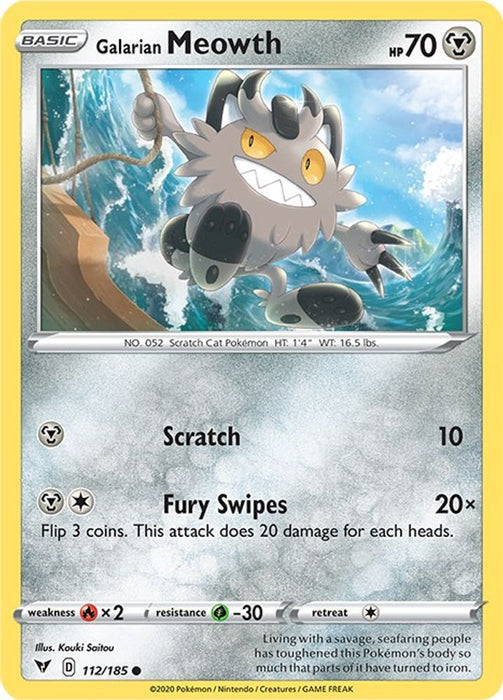 Galarian Meowth (#112/185) (SWSH04: Vivid Voltage) Near Mint Reverse Holofoil