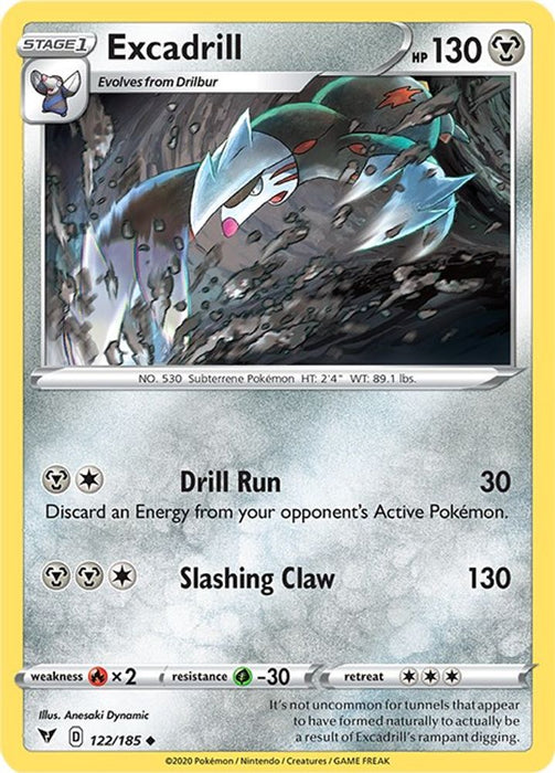 Excadrill (#122/185) (SWSH04: Vivid Voltage) Near Mint Reverse Holofoil