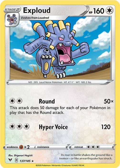 Exploud (#137/185) (SWSH04: Vivid Voltage) Near Mint Reverse Holofoil