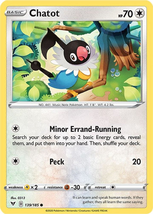 Chatot (#139/185) (SWSH04: Vivid Voltage) Near Mint Reverse Holofoil