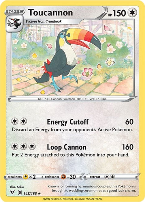 Toucannon (#145/185) (SWSH04: Vivid Voltage) Near Mint Reverse Holofoil