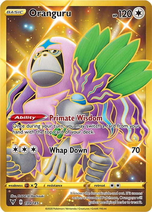 Oranguru (Secret) (#199/185) (SWSH04: Vivid Voltage) Near Mint Holofoil
