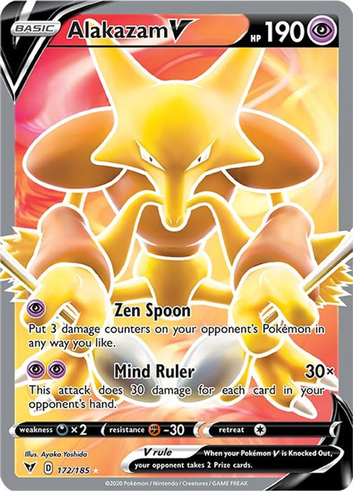 Alakazam V Full Art (#172/185) (SWSH04: Vivid Voltage) Near Mint Holofoil