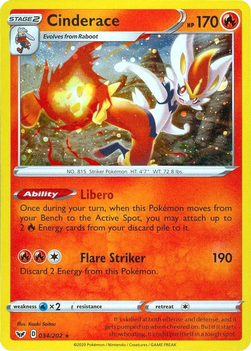 Cinderace - 034/202 (Cosmos Holo) (#034/202) (Miscellaneous Cards & Products) Near Mint Holofoil