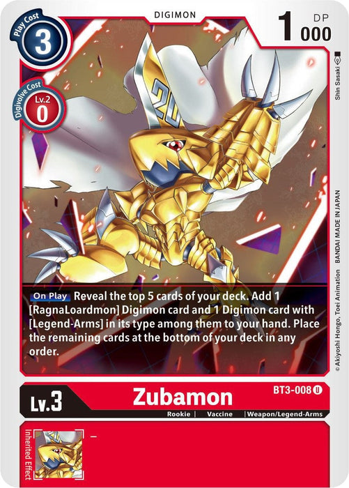 Image for Zubamon (BT3-008 U) - Digimon Card Game