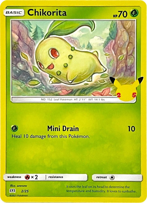 Chikorita - 2/25 (#002/025) (McDonald's 25th Anniversary Promos) Near Mint