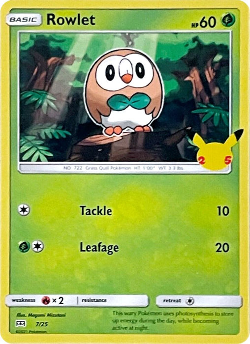 Rowlet - 7/25 (#007/025) (McDonald's 25th Anniversary Promos) Near Mint