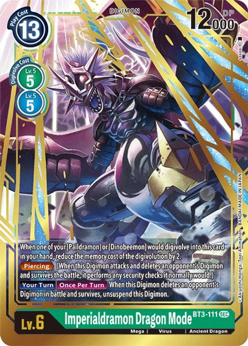 Imperialdramon Dragon Mode (Secret Rare) (#BT3-111 SEC) (Release Special Booster 1.5) Near Mint Foil