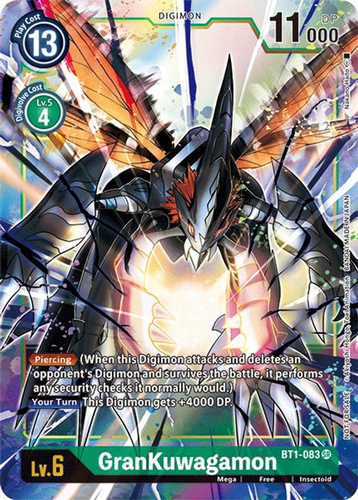 GranKuwagamon - BT1-083 (Dash Pack Ver. 1.5) (#BT1-083 SR) (Release Special Booster 1.5) Near Mint Foil
