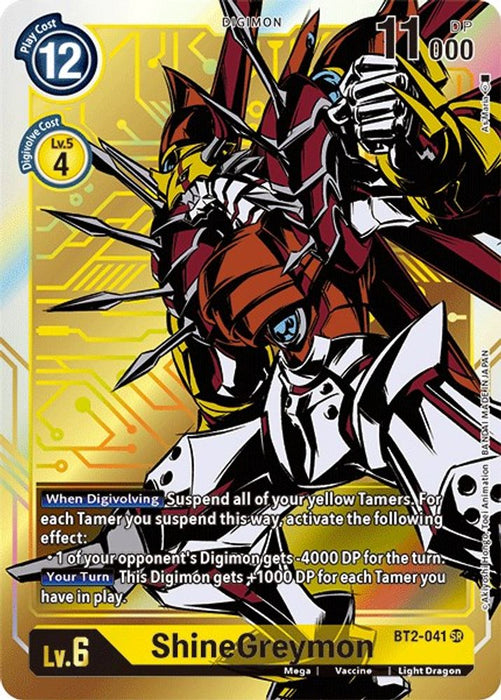 ShineGreymon (Alternate Art) (#BT2-041 SR) (Release Special Booster 1.5) Near Mint Foil