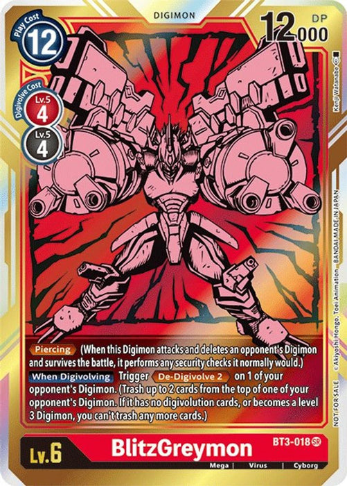 BlitzGreymon - BT3-018 (Dash Pack Ver. 1.5) (#BT3-018 SR) (Release Special Booster 1.0) Near Mint Foil