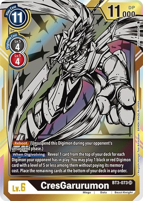 CresGarurumon (Alternate Art) (#BT3-073 SR) (Release Special Booster 1.5) Near Mint Foil