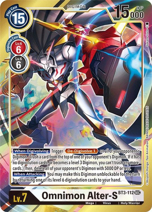 Omnimon Alter-S (Secret Rare) (Alternate Art) (#BT3-112 SEC) (Release Special Booster 1.5) Near Mint Foil