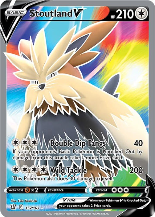 Stoutland V Full Art (#157/163) (SWSH05: Battle Styles) Near Mint Holofoil