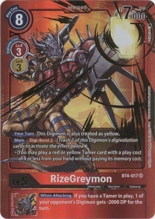 RizeGreymon (Alternate Art) (#BT4-017 SR) (Great Legend) Near Mint Foil