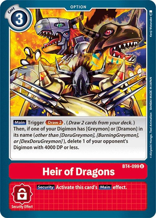 Heir of Dragons (#BT4-099 U) (Great Legend) Near Mint