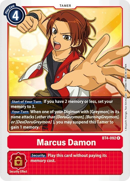 Image for Marcus Damon (BT4-092 R) - Digimon Card Game