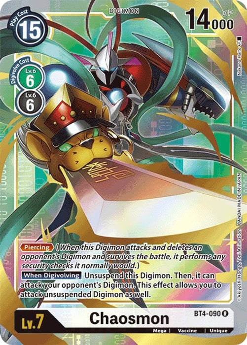 Chaosmon (Alternate Art) (#BT4-090 R) (Great Legend) Near Mint Foil