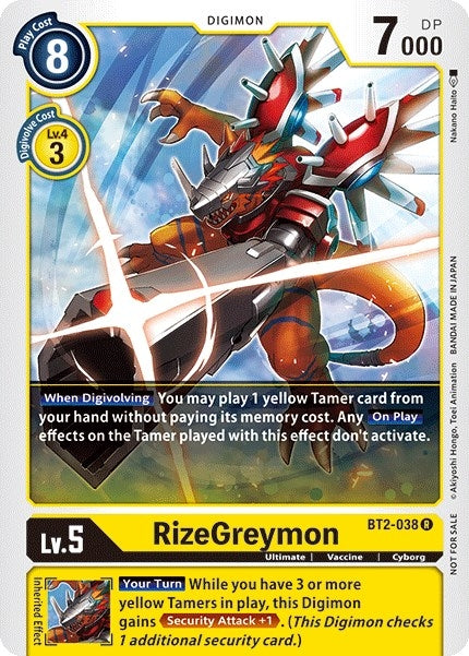 Image for RizeGreymon - BT2-038 (Official Tournament Pack Vol.2) (BT2-038 R) - Digimon Card Game